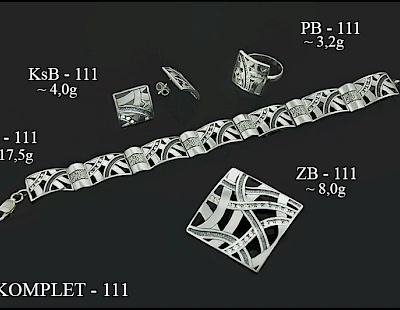 Numery komplet&oacute;w biżuterii 200-001 - producent biżuterii srebrnej Ab-AG