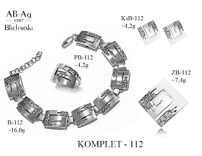 Numery komplet&oacute;w biżuterii 200-001 - producent biżuterii srebrnej Ab-AG