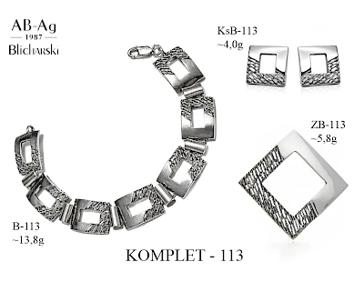 Numery komplet&oacute;w biżuterii 200-001 - producent biżuterii srebrnej Ab-AG