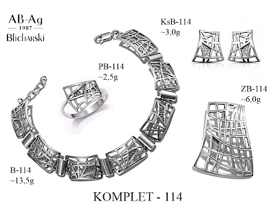 Numery komplet&oacute;w biżuterii 200-001 - producent biżuterii srebrnej Ab-AG