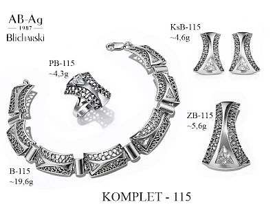 Numery komplet&oacute;w biżuterii 200-001 - producent biżuterii srebrnej Ab-AG