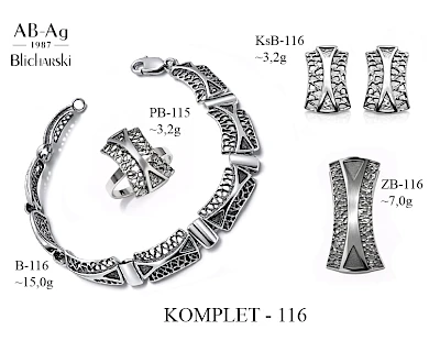 Numery komplet&oacute;w biżuterii 200-001 - producent biżuterii srebrnej Ab-AG