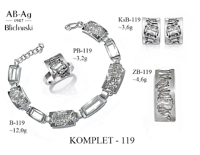 Numery komplet&oacute;w biżuterii 200-001 - producent biżuterii srebrnej Ab-AG