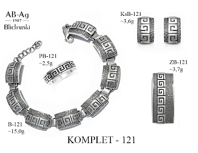 Numery komplet&oacute;w biżuterii 200-001 - producent biżuterii srebrnej Ab-AG
