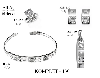 Numery komplet&oacute;w biżuterii 200-001 - producent biżuterii srebrnej Ab-AG