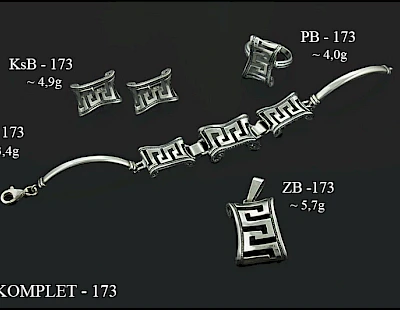 Numery komplet&oacute;w biżuterii 200-001 - producent biżuterii srebrnej Ab-AG