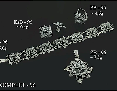 Numery komplet&oacute;w biżuterii 200-001 - producent biżuterii srebrnej Ab-AG