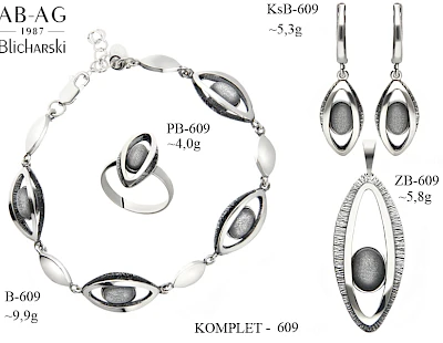 Numery komplet&oacute;w biżuterii 700-601 - producent biżuterii srebrnej Ab-AG