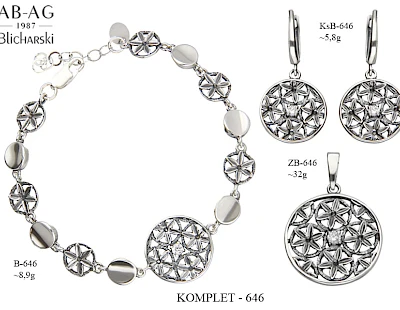 Numery komplet&oacute;w biżuterii 700-601 - producent biżuterii srebrnej Ab-AG