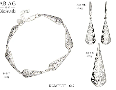 Numery komplet&oacute;w biżuterii 700-601 - producent biżuterii srebrnej Ab-AG