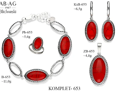 Numery komplet&oacute;w biżuterii 700-601 - producent biżuterii srebrnej Ab-AG