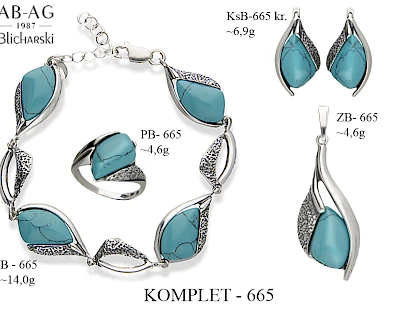 Numery komplet&oacute;w biżuterii 700-601 - producent biżuterii srebrnej Ab-AG