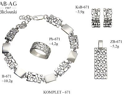 Numery komplet&oacute;w biżuterii 700-601 - producent biżuterii srebrnej Ab-AG