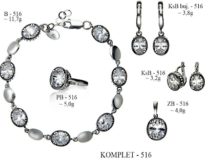 Numery komplet&oacute;w biżuterii 600-501 - producent biżuterii srebrnej Ab-AG