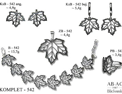 Numery komplet&oacute;w biżuterii 600-501 - producent biżuterii srebrnej Ab-AG