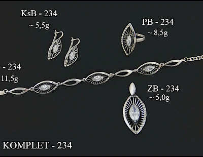Numery komplet&oacute;w biżuterii 300-201 - producent biżuterii srebrnej Ab-AG